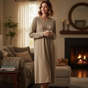Women's size XL Buttery Soft Warm Lounge/Sleepware Dress Nautica Biege